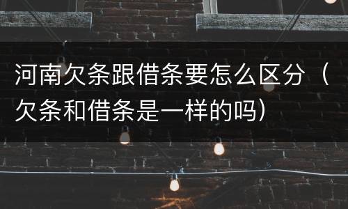 河南欠条跟借条要怎么区分（欠条和借条是一样的吗）