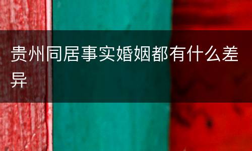 贵州同居事实婚姻都有什么差异