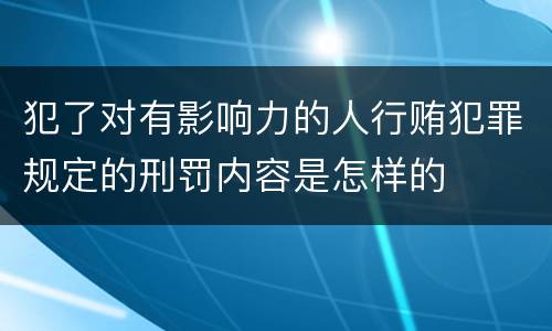 犯了对有影响力的人行贿犯罪规定的刑罚内容是怎样的