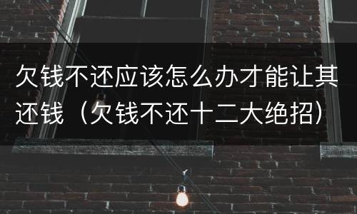 欠钱不还应该怎么办才能让其还钱（欠钱不还十二大绝招）