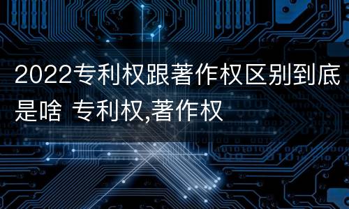 2022专利权跟著作权区别到底是啥 专利权,著作权
