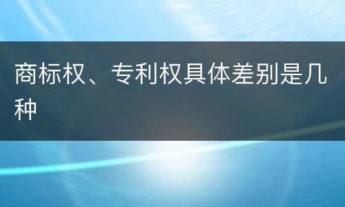 商标权、专利权具体差别是几种