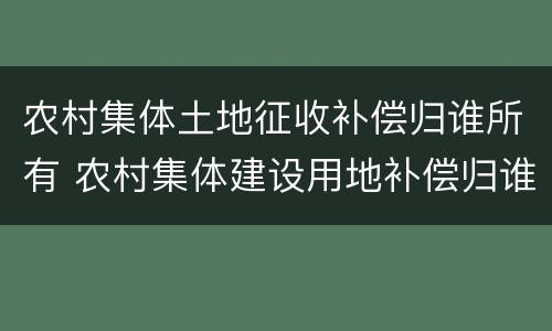 农村集体土地征收补偿归谁所有 农村集体建设用地补偿归谁所有