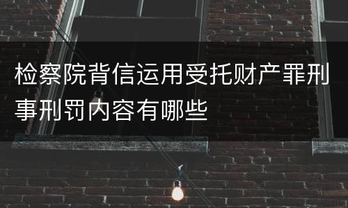 检察院背信运用受托财产罪刑事刑罚内容有哪些