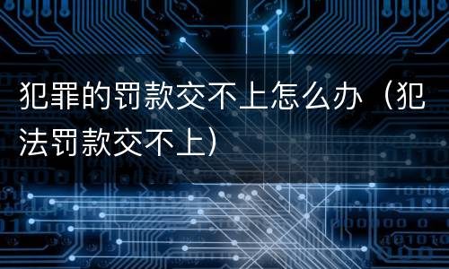 犯罪的罚款交不上怎么办（犯法罚款交不上）