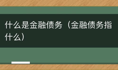 什么是金融债务（金融债务指什么）