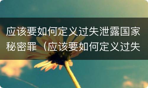 应该要如何定义过失泄露国家秘密罪（应该要如何定义过失泄露国家秘密罪名）