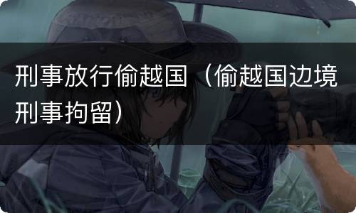 刑事放行偷越国（偷越国边境刑事拘留）
