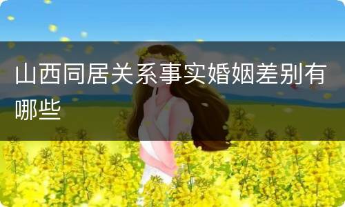 山西同居关系事实婚姻差别有哪些