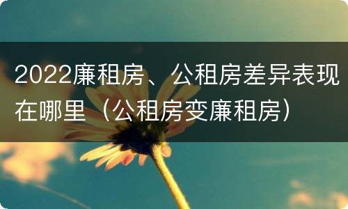 2022廉租房、公租房差异表现在哪里（公租房变廉租房）