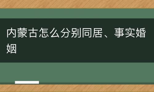 内蒙古怎么分别同居、事实婚姻