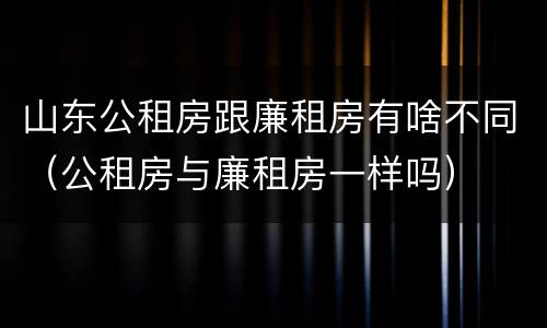 山东公租房跟廉租房有啥不同（公租房与廉租房一样吗）