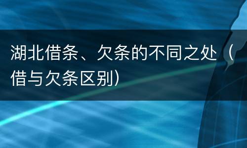 湖北借条、欠条的不同之处（借与欠条区别）