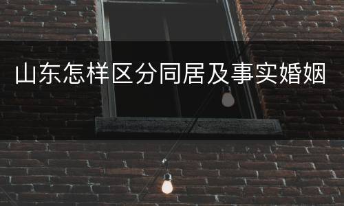 山东怎样区分同居及事实婚姻