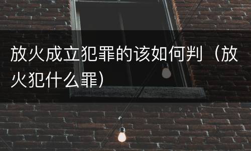 放火成立犯罪的该如何判（放火犯什么罪）