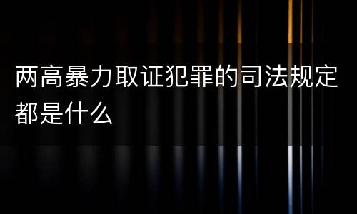 两高暴力取证犯罪的司法规定都是什么