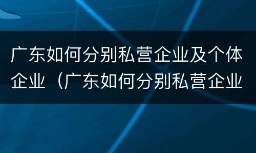 广东如何分别私营企业及个体企业（广东如何分别私营企业及个体企业和公司）
