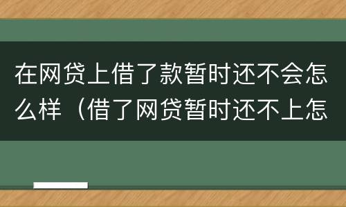 在网贷上借了款暂时还不会怎么样（借了网贷暂时还不上怎么办）