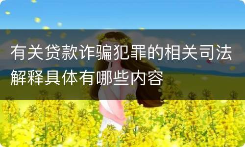 有关贷款诈骗犯罪的相关司法解释具体有哪些内容