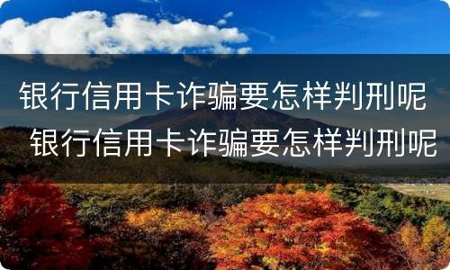 银行信用卡诈骗要怎样判刑呢 银行信用卡诈骗要怎样判刑呢