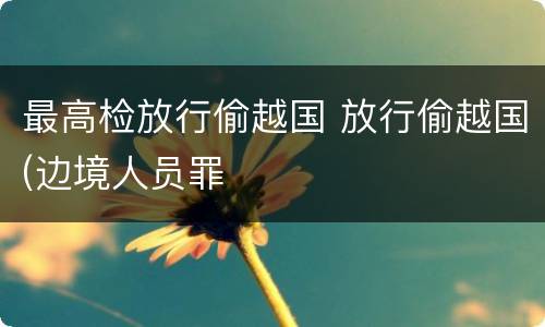 最高检放行偷越国 放行偷越国(边境人员罪