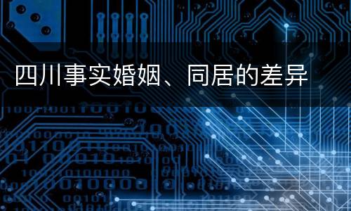 四川事实婚姻、同居的差异
