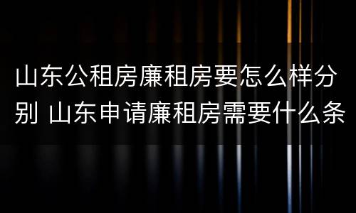 山东公租房廉租房要怎么样分别 山东申请廉租房需要什么条件
