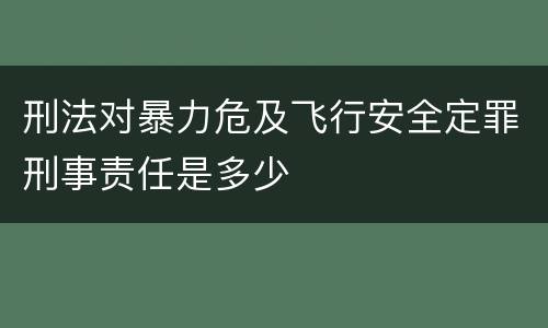 刑法对暴力危及飞行安全定罪刑事责任是多少