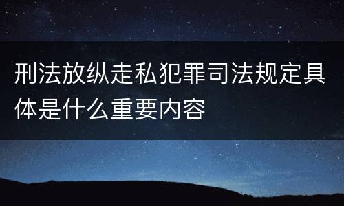 刑法放纵走私犯罪司法规定具体是什么重要内容