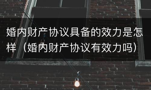 婚内财产协议具备的效力是怎样（婚内财产协议有效力吗）