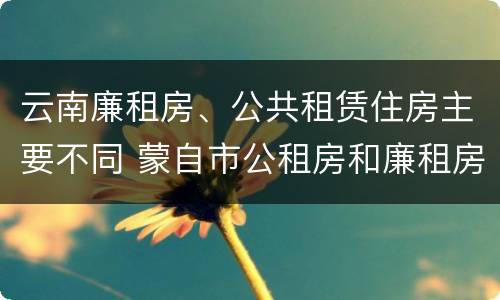云南廉租房、公共租赁住房主要不同 蒙自市公租房和廉租房