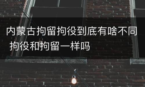 内蒙古拘留拘役到底有啥不同 拘役和拘留一样吗