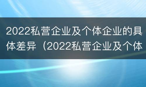 2022私营企业及个体企业的具体差异（2022私营企业及个体企业的具体差异分析）