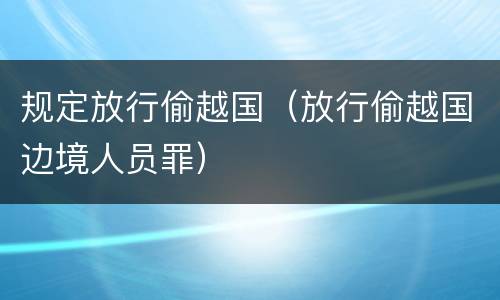 规定放行偷越国（放行偷越国边境人员罪）