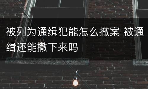被列为通缉犯能怎么撤案 被通缉还能撤下来吗