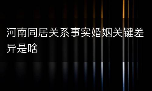 河南同居关系事实婚姻关键差异是啥