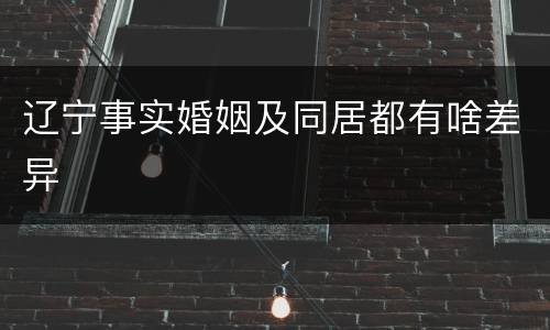 辽宁事实婚姻及同居都有啥差异