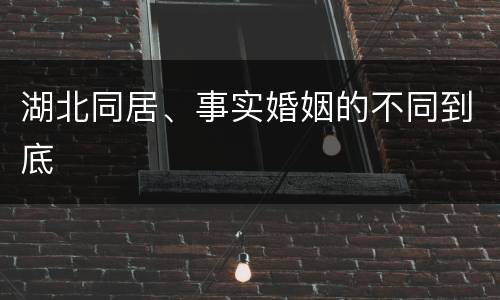 湖北同居、事实婚姻的不同到底