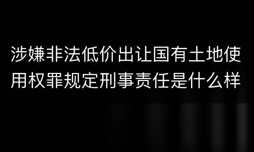涉嫌非法低价出让国有土地使用权罪规定刑事责任是什么样