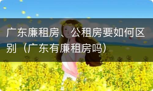 广东廉租房、公租房要如何区别（广东有廉租房吗）