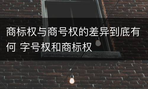 商标权与商号权的差异到底有何 字号权和商标权