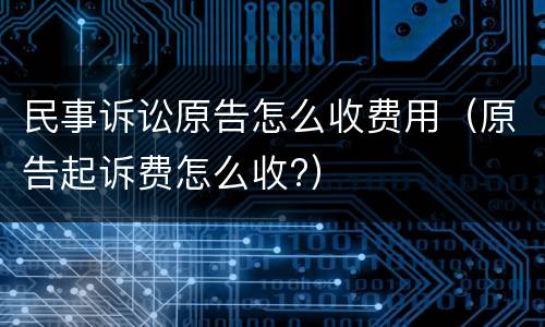 民事诉讼原告怎么收费用（原告起诉费怎么收?）