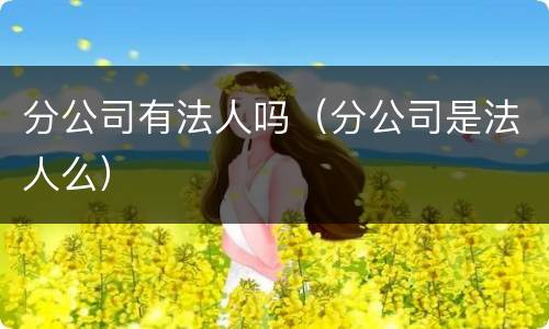 分公司有法人吗（分公司是法人么）
