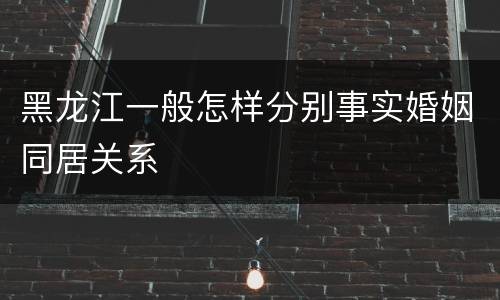 黑龙江一般怎样分别事实婚姻同居关系