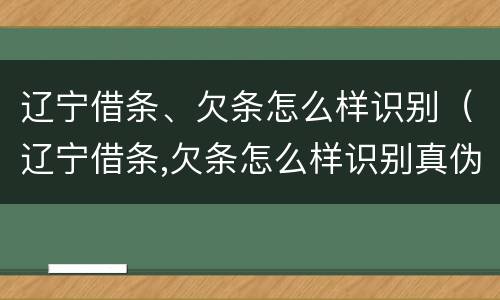 辽宁借条、欠条怎么样识别（辽宁借条,欠条怎么样识别真伪）