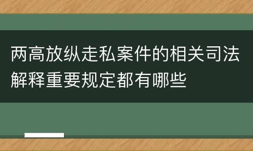 两高放纵走私案件的相关司法解释重要规定都有哪些