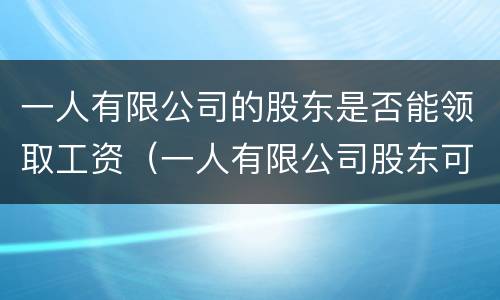 一人有限公司的股东是否能领取工资（一人有限公司股东可以是企业吗）