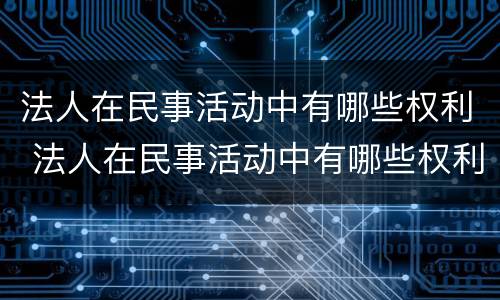 法人在民事活动中有哪些权利 法人在民事活动中有哪些权利