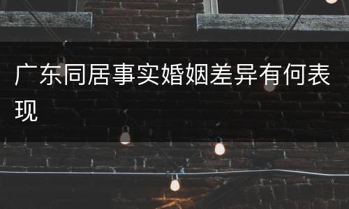 广东同居事实婚姻差异有何表现