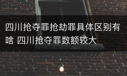 四川抢夺罪抢劫罪具体区别有啥 四川抢夺罪数额较大